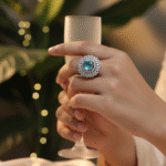 Aqua Cushion Cut Cocktail Ring
