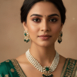 Emerald & Pearl Cluster Necklace
