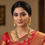 Royal Peacock Temple Necklace Set – Green & Gold Elegance