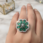 Emerald Petal Ring