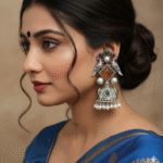 Mayura Antique Oxidized Bird Moti Jhumki