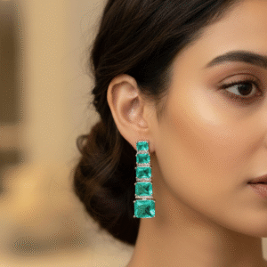 Rama Green Quartz Bar Drop Earrings