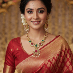 Regal Kundan-Style Ruby & Emerald set