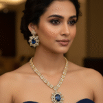 Royal Blue Star Cut AD Necklace Set