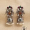 Mayura Antique Oxidized Bird Moti Jhumki