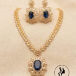 Royal Blue Star Cut AD Necklace Set