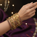 Heritage Gold-Plated Ruby & Emerald  Bangle Set (Set of 6)