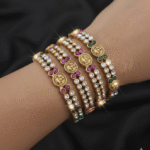 Temple Coin & Multi-Stone Gold-Toned Bangles
