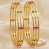 The Linear Gemstone Trinity Gold Bangles