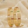 The Linear Gemstone Trinity Gold Bangles
