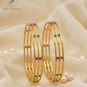 The Linear Gemstone Trinity Gold Bangles