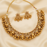 Antique Gold Ghungroo Necklace & Earrings Set