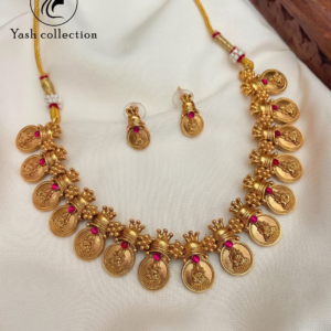 Antique Gold-Plated Coin Deity Necklace