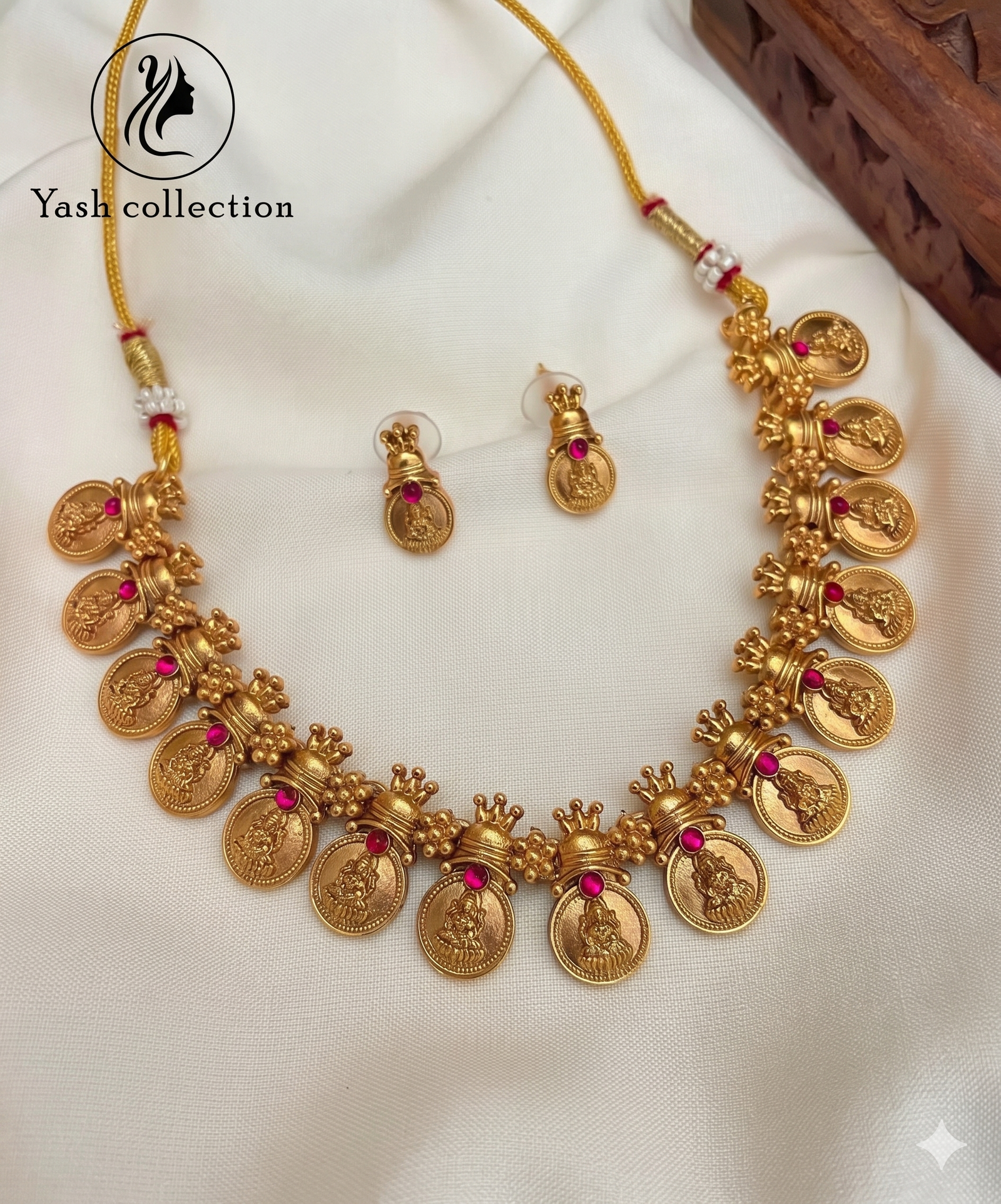 Antique Gold-Plated Coin Deity Necklace