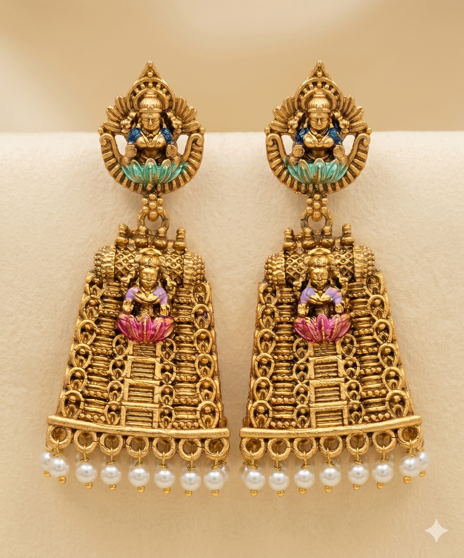 Antique Gold Temple Jhumka Earrings
