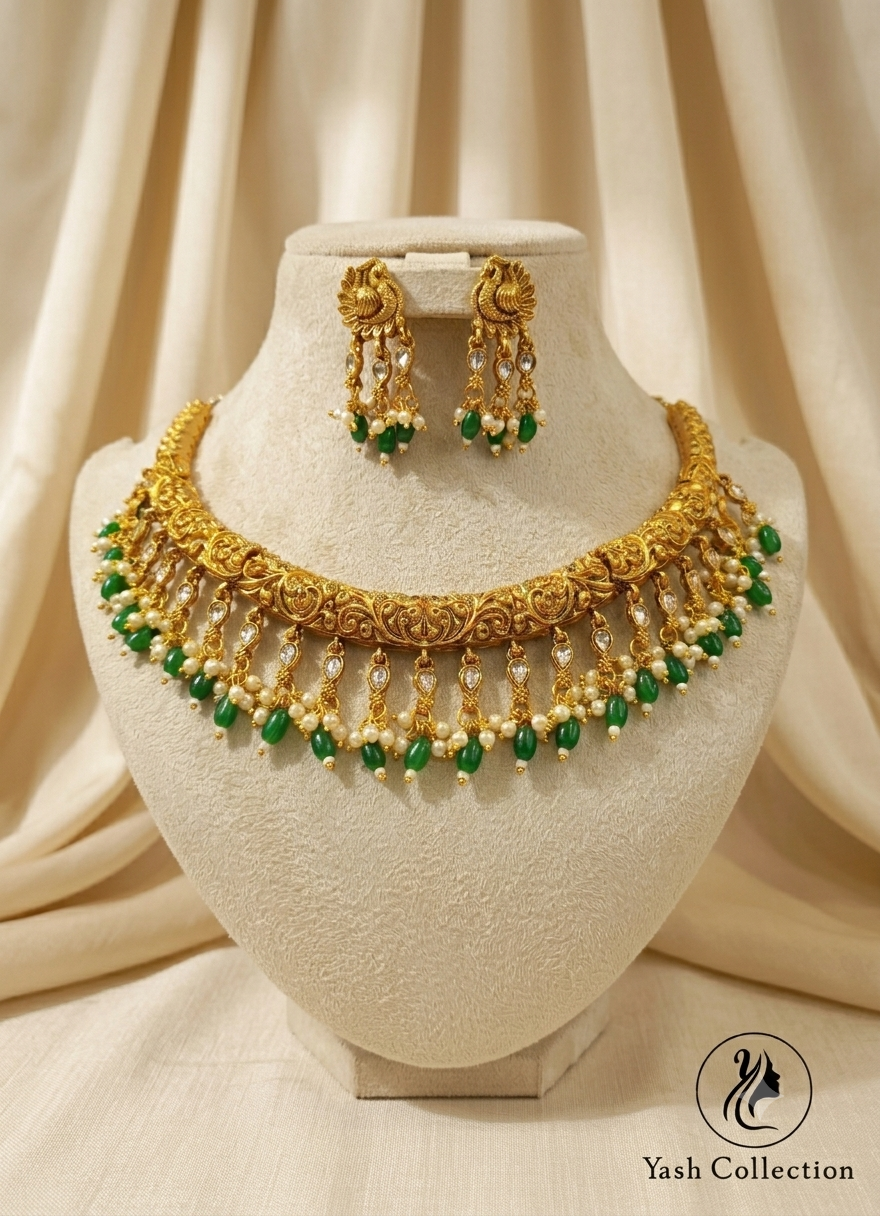 Athira Emerald Nakshi Set
