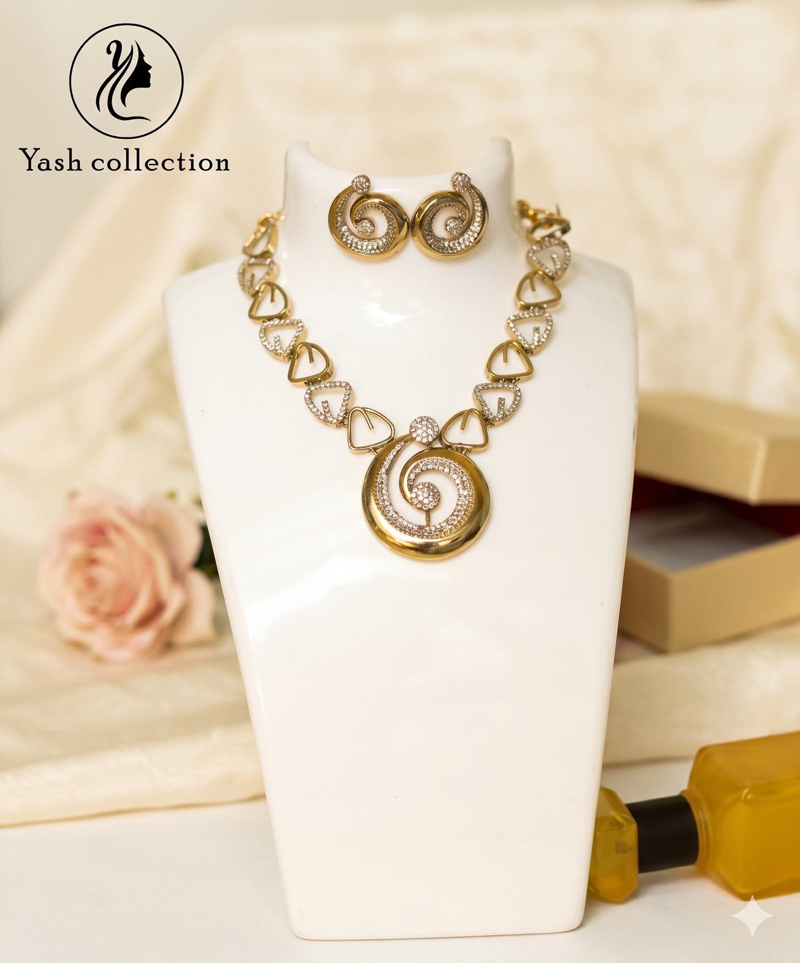 Exquisite Diamond Swirl Choker Set
