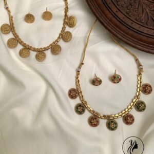 Reversible Antique Coin & Floral Motif Necklace Set