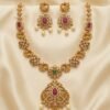 Traditional Matte Gold Peacock Heritage Necklace Set