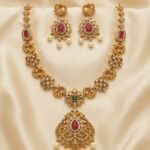 Traditional Matte Gold Peacock Heritage Necklace Set