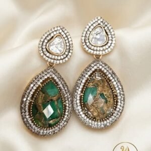 Premium polki green Earrings