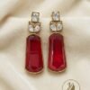 Red Polki Doublet Stone Earring