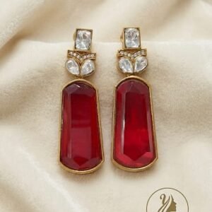 Red Polki Doublet Stone Earring