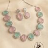 Mint Pink CZ Necklace-104